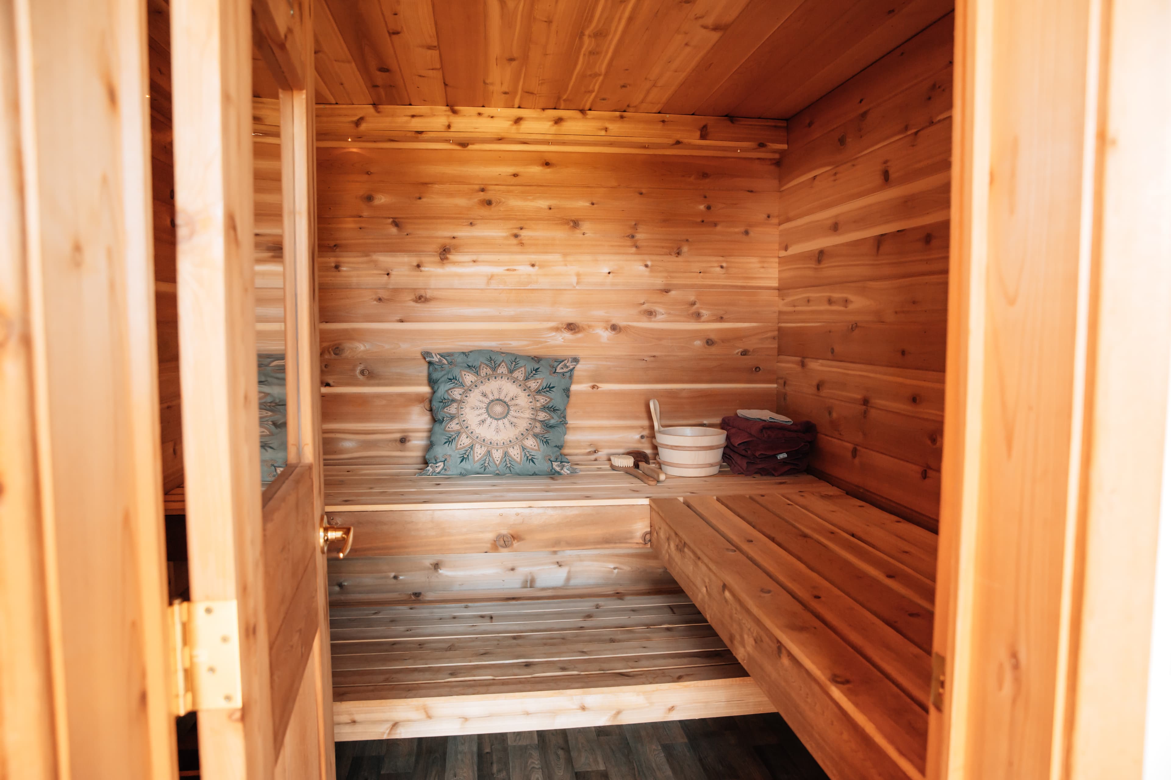 inside sauna from dressing room